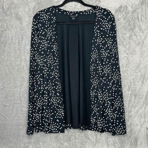 J. Jill Sweaters - J Jill Large Cardigan Sweater Black Polka Dot Long Sleeve Open Stretch Knit